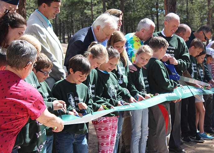 The School in the Woods "Naturalists" took part in the ribbon cutting